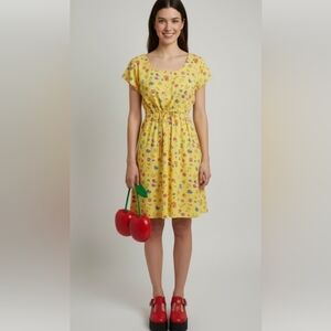 Vintage Algo fruit print tie waist dress size 12